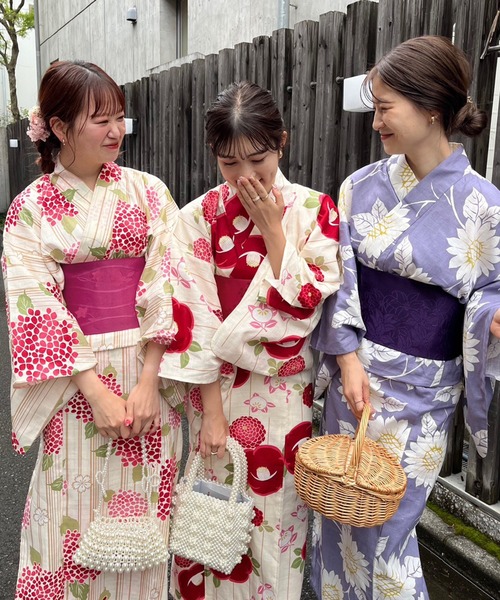 one after another NICE CLAUP（ワンアフターアナザーナイスクラップ）の「【WEB限定商品】浴衣+帯2点セット（浴衣・レディース・ホワイト×レッド/ホワイト×ピンク/パープル・FREE）」の13枚目の写真