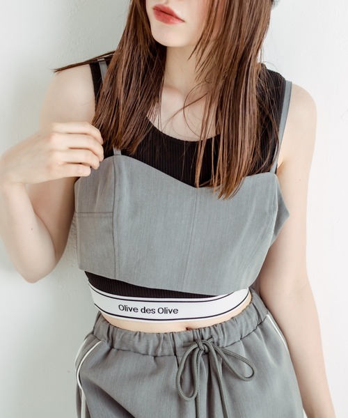 OLIVE des OLIVE(オリーブデオリーブ)の「バックストラップビスチェ 1031040410(キャミソール・レディース・ブラック/オフホワイト/チャコールグレー・FREE)」の2枚目の写真