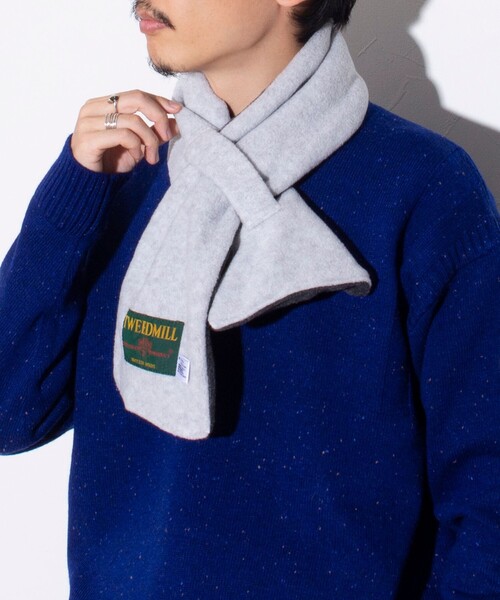 TWEED MILL（ツイードミル）の「【TWEED MILL/ツイードミル】GLOSTER別注 差し込みFLEECE SCARF マフラー（マフラー・メンズ・イエロー/ブルー/オフホワイト/ネイビー/ライトグレー/ブラック・FREE）」の19枚目の写真