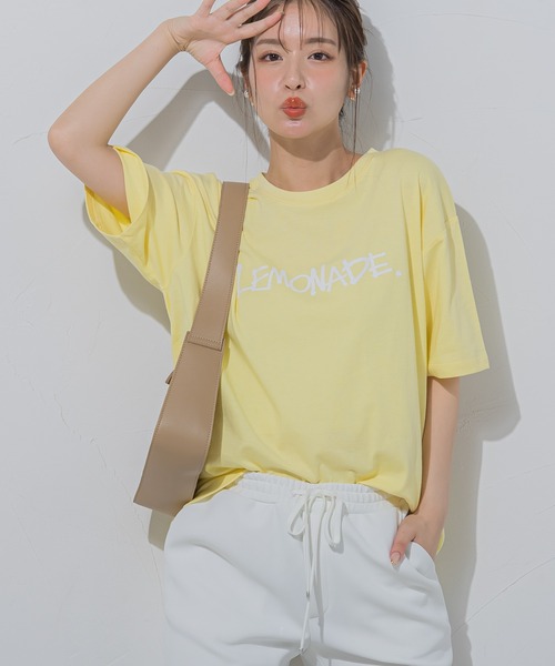 VICKY（ビッキー）の「【夏のストリートファッション】レモネードプリントTシャツ《洗濯機で洗える》（Tシャツ/カットソー・レディース・イエロー/ホワイト/チャコールグレー・M）」の3枚目の写真