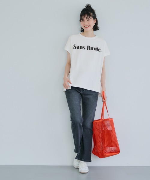 coca(coca)(コカ)の「フレンチスリーブアソートTシャツ(Tシャツ/カットソー・レディース・A/B/C/D/ライトピンク/ブラック/ホワイト/アイボリー/ブラウン/チャコール/オートミール・M/L/S)」の12枚目の写真
