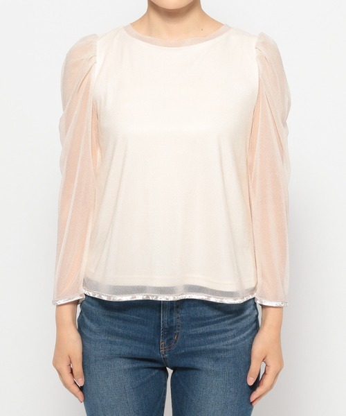 mysty woman(ミスティウーマン)の「ラメシアーベロアプルオーバー 973637(Tシャツ/カットソー・レディース・ブラック/アイボリー/ブラウン・FREE)」の7枚目の写真