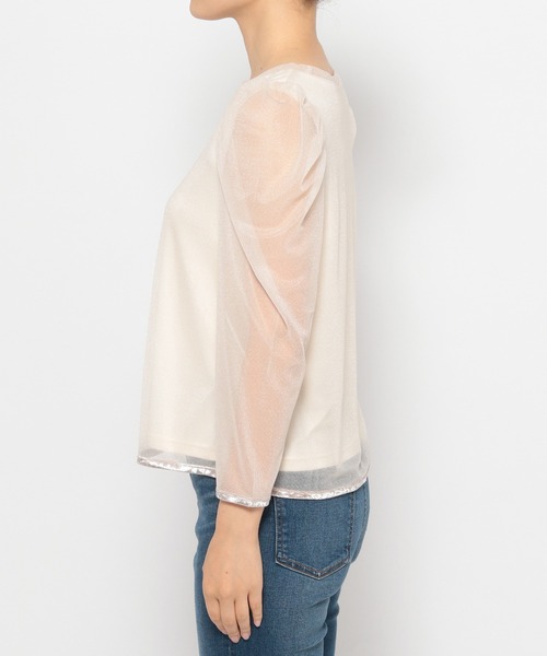 mysty woman(ミスティウーマン)の「ラメシアーベロアプルオーバー 973637(Tシャツ/カットソー・レディース・ブラック/アイボリー/ブラウン・FREE)」の8枚目の写真