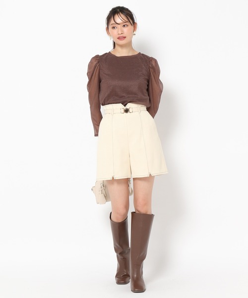 mysty woman(ミスティウーマン)の「ラメシアーベロアプルオーバー 973637(Tシャツ/カットソー・レディース・ブラック/アイボリー/ブラウン・FREE)」の5枚目の写真