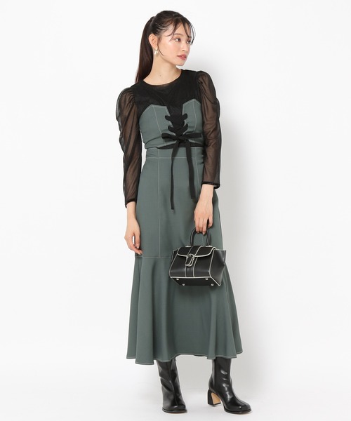 mysty woman(ミスティウーマン)の「ラメシアーベロアプルオーバー 973637(Tシャツ/カットソー・レディース・ブラック/アイボリー/ブラウン・FREE)」の6枚目の写真
