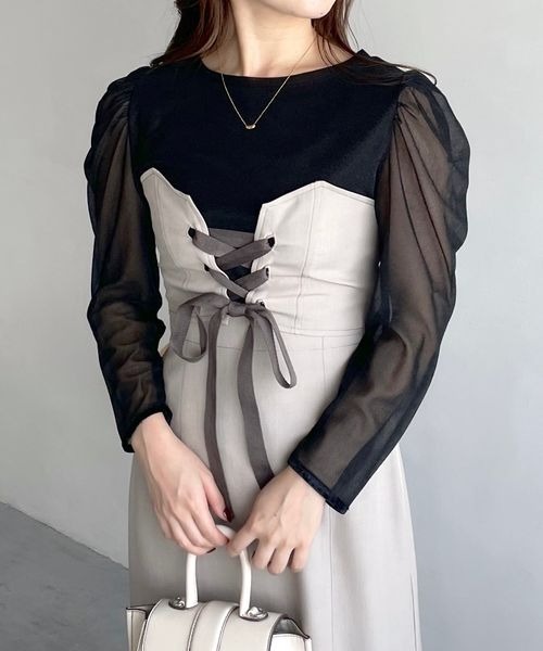 mysty woman(ミスティウーマン)の「ラメシアーベロアプルオーバー 973637(Tシャツ/カットソー・レディース・ブラック/アイボリー/ブラウン・FREE)」の18枚目の写真