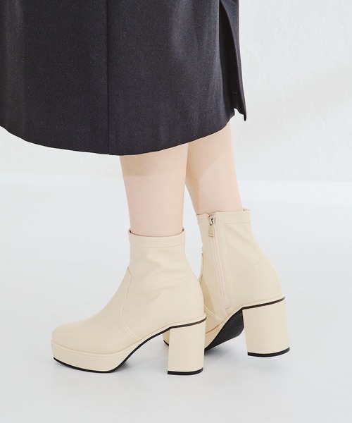 ORiental TRaffic（オリエンタルトラフィック）の「厚底 プラットフォーム ストレッチブーツ 31401（ブーツ・レディース・ホワイト/ブラウン/カーキ/ブラック・S/M/L/LL/SS/3L）」の13枚目の写真