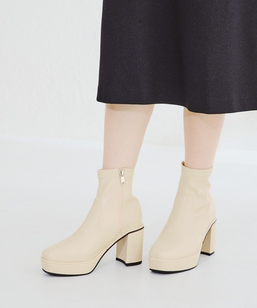 ORiental TRaffic（オリエンタルトラフィック）の「厚底 プラットフォーム ストレッチブーツ 31401（ブーツ・レディース・ホワイト/ブラウン/カーキ/ブラック・S/M/L/LL/SS/3L）」の14枚目の写真