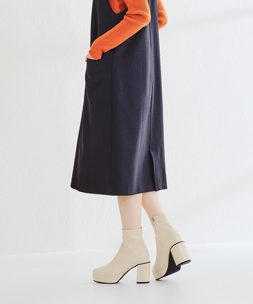 ORiental TRaffic（オリエンタルトラフィック）の「厚底 プラットフォーム ストレッチブーツ 31401（ブーツ・レディース・ホワイト/ブラウン/カーキ/ブラック・S/M/L/LL/SS/3L）」の21枚目の写真