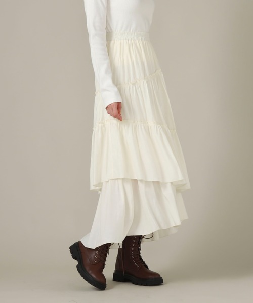 archives(アルシーヴ)の「シャイニーアシメフリルティアードスカート(スカート・レディース・ベージュ/ブルーグレー/ブラック/アイボリー/オレンジ・MEDIUM)」の7枚目の写真