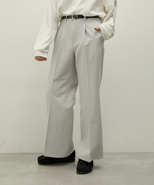 JUNRED（ジュンレッド）の「ウールブレンドワイドフレアパンツ（スラックス・メンズ・ブルー系その他4/ブラック/オフホワイト・L/M/S）」の6枚目の写真