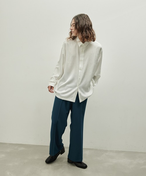 JUNRED（ジュンレッド）の「ウールブレンドワイドフレアパンツ（スラックス・メンズ・ブルー系その他4/ブラック/オフホワイト・L/M/S）」の18枚目の写真