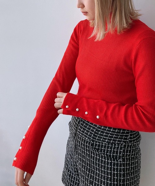 AS KNOW AS plus(アズノゥアズプラス)の「☆袖ボタンタートルリブニットプルオーバー(ニット/セーター・レディース・ブラック/グレー/オフホワイト/レッド/グリーン・FREE)」の20枚目の写真