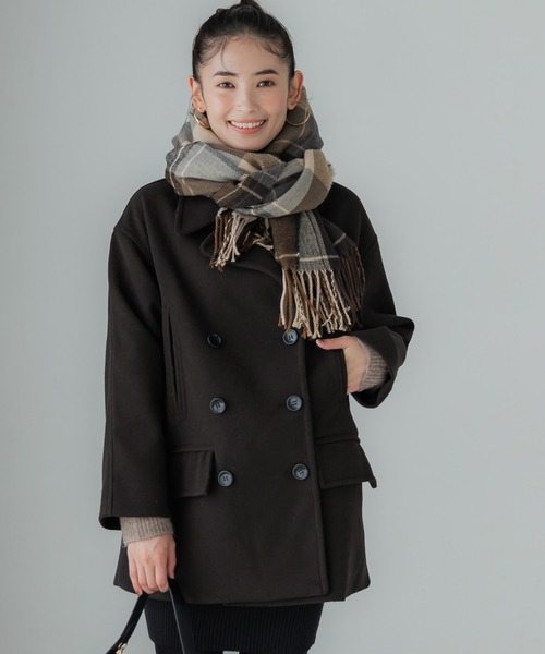 coca（coca）（コカ）の「洗える！フェイクウールピーコート（ピーコート・レディース・ブラウン/ネイビー・M/L）」の12枚目の写真