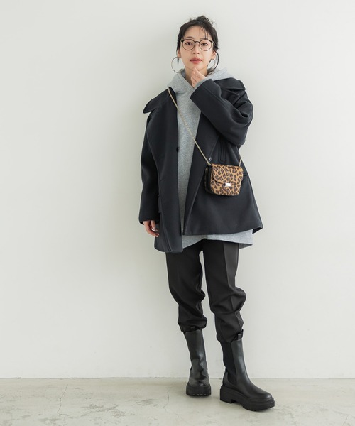 coca（coca）（コカ）の「洗える！フェイクウールピーコート（ピーコート・レディース・ブラウン/ネイビー・M/L）」の3枚目の写真