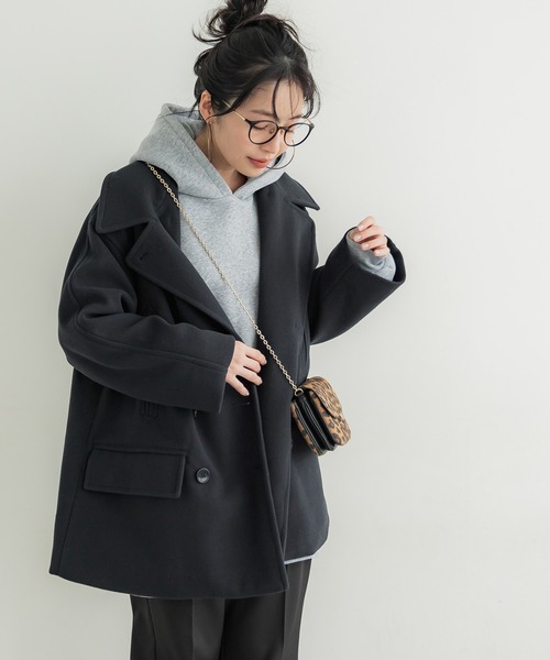 coca（coca）（コカ）の「洗える！フェイクウールピーコート（ピーコート・レディース・ブラウン/ネイビー・M/L）」の5枚目の写真