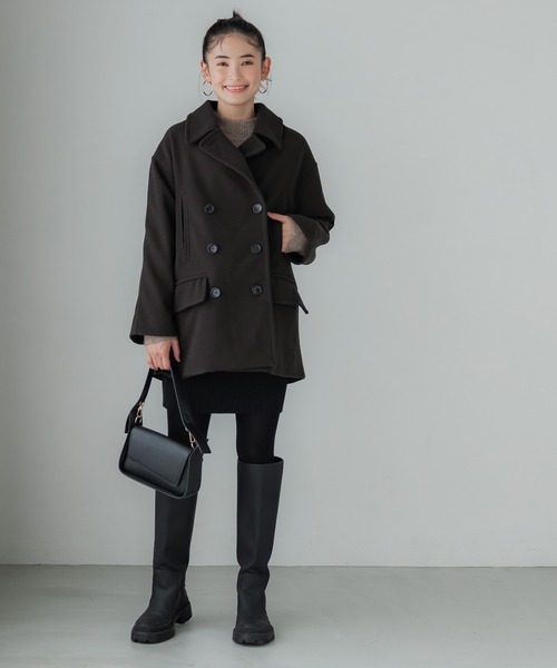 coca（coca）（コカ）の「洗える！フェイクウールピーコート（ピーコート・レディース・ブラウン/ネイビー・M/L）」の10枚目の写真