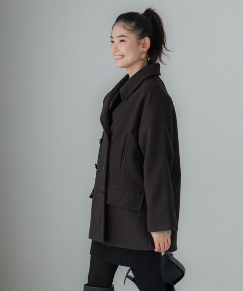 coca（coca）（コカ）の「洗える！フェイクウールピーコート（ピーコート・レディース・ブラウン/ネイビー・M/L）」の9枚目の写真