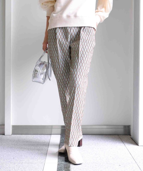 Jines（ジネス）の「ダイヤジャカードテーパードパンツ（その他パンツ・レディース・ブルー系その他/ブラック/グリーン・38）」の3枚目の写真