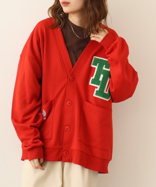 spiritoso(スピリトーゾ)の「spiritoso ワッペン付きカーディガン(カーディガン/ボレロ・レディース・レッド/ネイビー/杢グレー・FREE)」の1枚目の写真