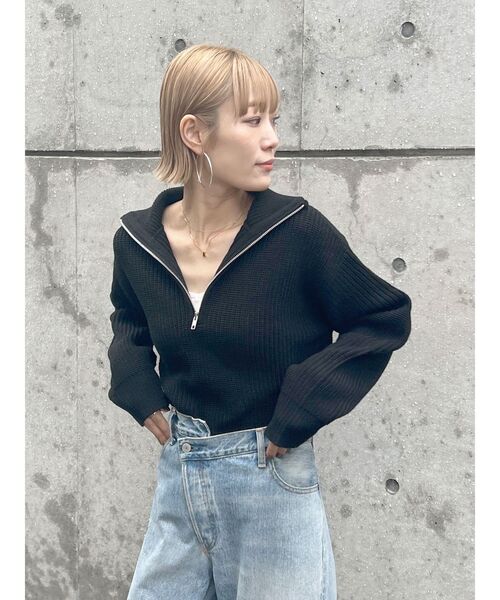 Ungrid(アングリッド)の「ハーフジップルーズニット(ニット/セーター・レディース・ブラック/ヘザーグレー/オフホワイト・FREE)」の9枚目の写真