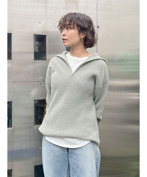 Ungrid(アングリッド)の「ハーフジップルーズニット(ニット/セーター・レディース・ブラック/ヘザーグレー/オフホワイト・FREE)」の15枚目の写真
