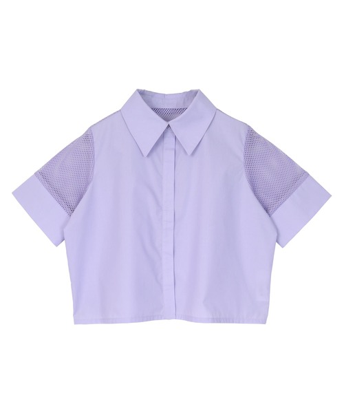 miette(ミエット)の「メッシュ切替半袖ショートシャツ(シャツ/ブラウス・レディース・イエロー/パープル/オフホワイト・FREE)」の3枚目の写真