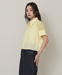 メッシュ切替半袖ショートシャツ