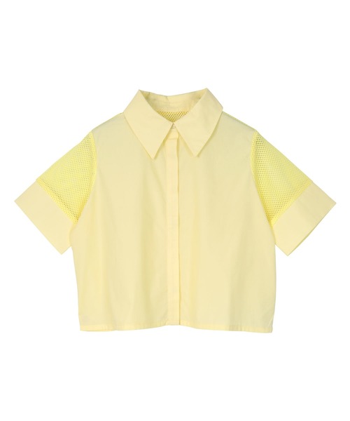 miette(ミエット)の「メッシュ切替半袖ショートシャツ(シャツ/ブラウス・レディース・イエロー/パープル/オフホワイト・FREE)」の4枚目の写真