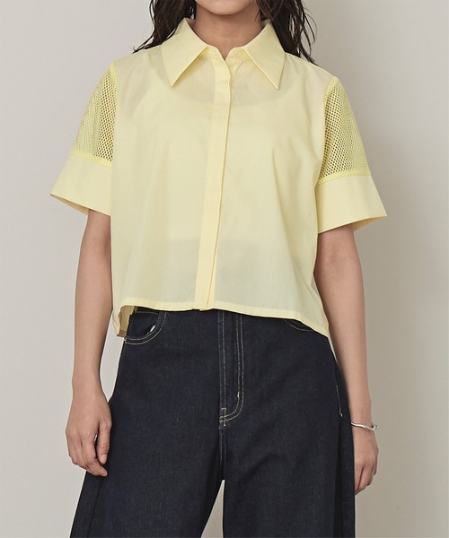 miette(ミエット)の「メッシュ切替半袖ショートシャツ(シャツ/ブラウス・レディース・イエロー/パープル/オフホワイト・FREE)」の15枚目の写真