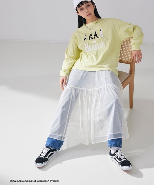 coen（コーエン）の「2WAYチュールティアードスカート（スカート・レディース・ダークグレー/ブラック/オフホワイト・M/L）」の4枚目の写真