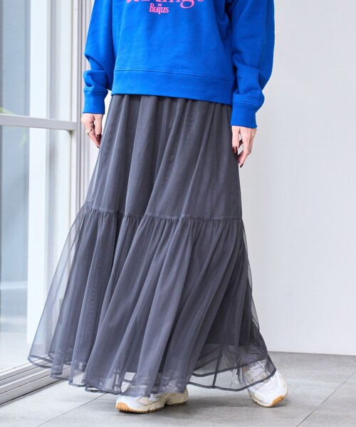 coen（コーエン）の「2WAYチュールティアードスカート（スカート・レディース・ダークグレー/ブラック/オフホワイト・M/L）」の15枚目の写真