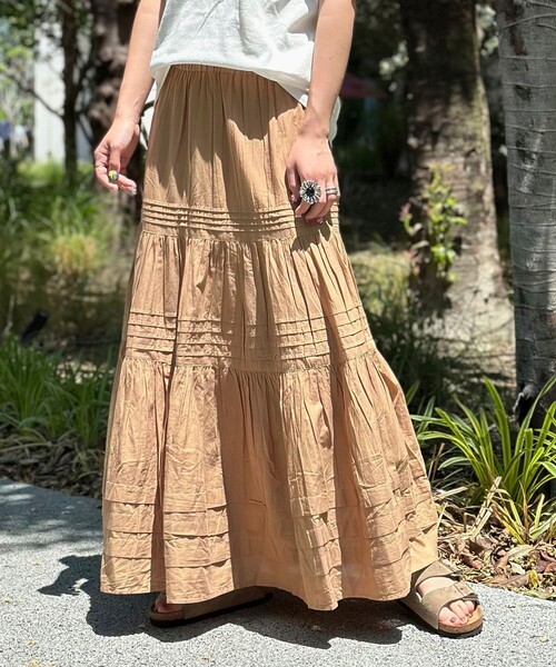 FREAK'S STORE（フリークスストア）の「インド ピンタックスカート（スカート・レディース・ブラック/キャメル/ホワイト・ﾌﾘ-）」の3枚目の写真