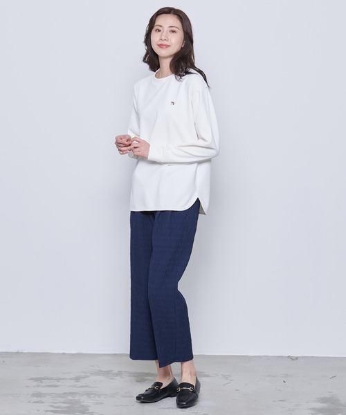 Arnold Palmer（アーノルドパーマー）の「ベルト付き ふくれジャガード セミワイドパンツ（その他パンツ・レディース・ネイビー/ブラック・S/M/L）」の13枚目の写真