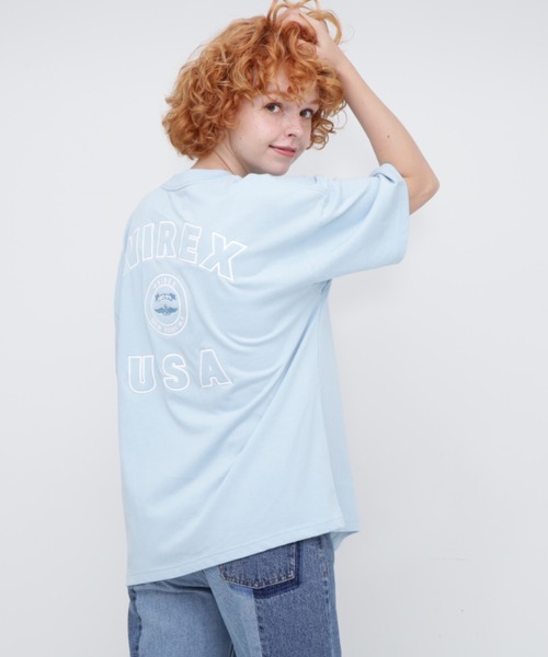 AVIREX(アヴィレックス)の「VARSITY LOGO T-SHIRT/バーシティーロゴティーシャツ(Tシャツ/カットソー・レディース・ネイビー/オフホワイト/ブラック/サックスブルー/ピンク・FREE/F)」の1枚目の写真