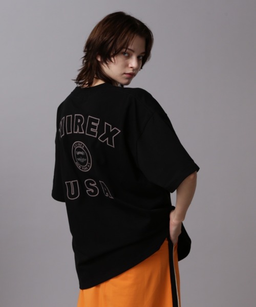 AVIREX(アヴィレックス)の「VARSITY LOGO T-SHIRT/バーシティーロゴティーシャツ(Tシャツ/カットソー・レディース・ネイビー/オフホワイト/ブラック/サックスブルー/ピンク・FREE/F)」の3枚目の写真