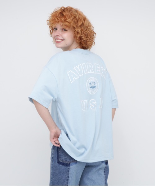 AVIREX(アヴィレックス)の「VARSITY LOGO T-SHIRT/バーシティーロゴティーシャツ(Tシャツ/カットソー・レディース・ネイビー/オフホワイト/ブラック/サックスブルー/ピンク・FREE/F)」の18枚目の写真