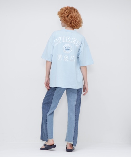 AVIREX(アヴィレックス)の「VARSITY LOGO T-SHIRT/バーシティーロゴティーシャツ(Tシャツ/カットソー・レディース・ネイビー/オフホワイト/ブラック/サックスブルー/ピンク・FREE/F)」の16枚目の写真