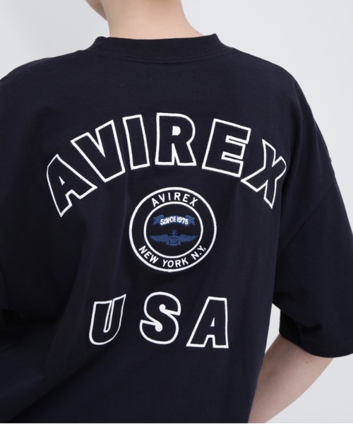 AVIREX(アヴィレックス)の「VARSITY LOGO T-SHIRT/バーシティーロゴティーシャツ(Tシャツ/カットソー・レディース・ネイビー/オフホワイト/ブラック/サックスブルー/ピンク・FREE/F)」の22枚目の写真