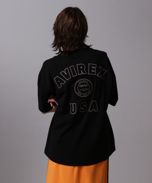 AVIREX(アヴィレックス)の「VARSITY LOGO T-SHIRT/バーシティーロゴティーシャツ(Tシャツ/カットソー・レディース・ネイビー/オフホワイト/ブラック/サックスブルー/ピンク・FREE/F)」の10枚目の写真