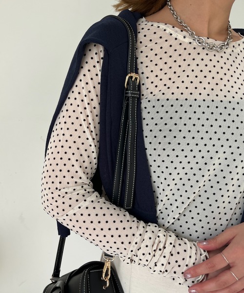 un dix cors（アンディコール）の「チュールフロッキードットプルオーバー（Tシャツ/カットソー・レディース・ブラック/アイボリー・FREE）」の8枚目の写真