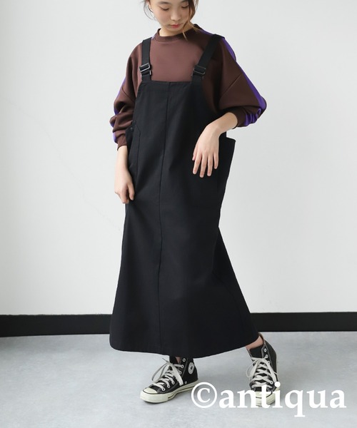 antiqua(アンティカ)の「ジャンバースカート(ジャンパースカート・キッズ・カーキ/ブラック・160/150/140)」の3枚目の写真