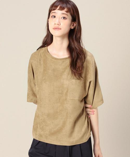 BEAUTY&YOUTH UNITED ARROWS(ビューティーアンドユースユナイテッドアローズ)の「BY スウェードタッチポケットTシャツ ◆(Tシャツ/カットソー・レディース・ナチュラル/ベージュ/ネイビー・フリー)」の2枚目の写真