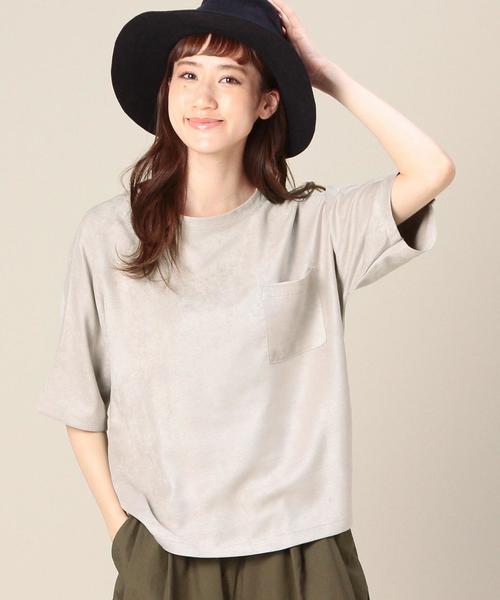 BEAUTY&YOUTH UNITED ARROWS(ビューティーアンドユースユナイテッドアローズ)の「BY スウェードタッチポケットTシャツ ◆(Tシャツ/カットソー・レディース・ナチュラル/ベージュ/ネイビー・フリー)」の3枚目の写真