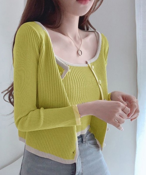 Miniministore(ミニミニストア)の「ニットカーディガン キャミ 2点セット(アンサンブル・レディース・ベージュ/グレー/グリーン/ピンク/ホワイト/ブラック・FREE)」の13枚目の写真