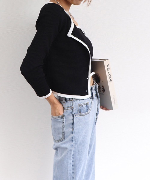 Miniministore(ミニミニストア)の「ニットカーディガン キャミ 2点セット(アンサンブル・レディース・ベージュ/グレー/グリーン/ピンク/ホワイト/ブラック・FREE)」の16枚目の写真
