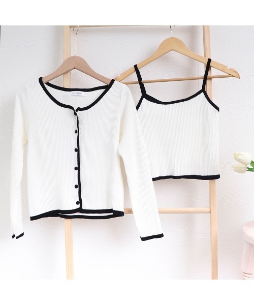 Miniministore(ミニミニストア)の「ニットカーディガン キャミ 2点セット(アンサンブル・レディース・ベージュ/グレー/グリーン/ピンク/ホワイト/ブラック・FREE)」の20枚目の写真