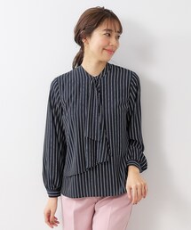 ◆≪美人百花掲載≫ アシメボウタイブラウス【イージーケア/洗濯機洗い可】