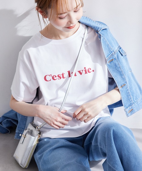 ROPE' PICNIC（ロペピクニック）の「RENU/ロゴTシャツ（Tシャツ/カットソー・レディース・ベージュ/ブラック/ホワイト系その他/ホワイト/ホワイト系その他4/ホワイト系その他3・40/38）」の3枚目の写真