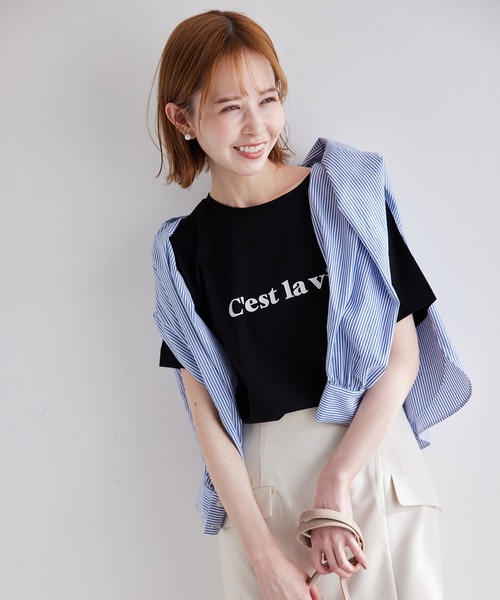 ROPE' PICNIC（ロペピクニック）の「RENU/ロゴTシャツ（Tシャツ/カットソー・レディース・ベージュ/ブラック/ホワイト系その他/ホワイト/ホワイト系その他4/ホワイト系その他3・40/38）」の5枚目の写真